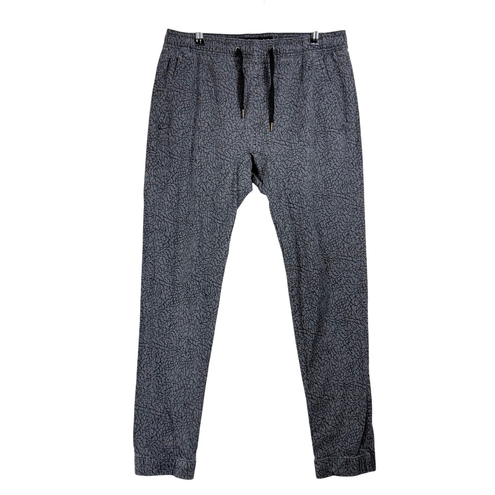Black Joggers Medium Gray Elephant Print Streetwear Urban Athleisure‎ Techwear